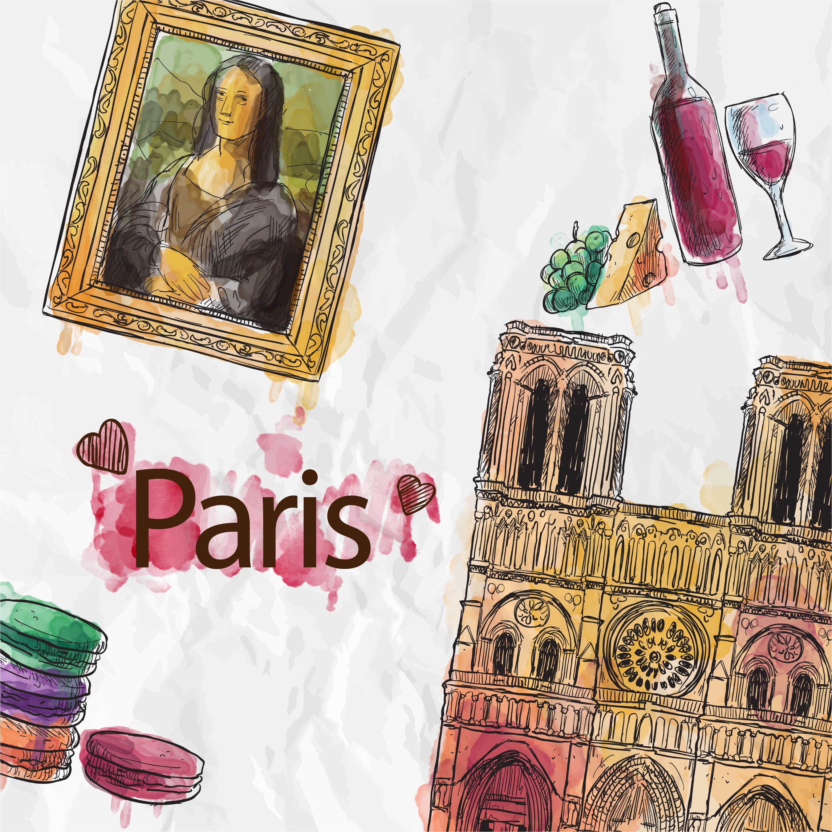 Paris Watercolor Sketch Fridge Magnet