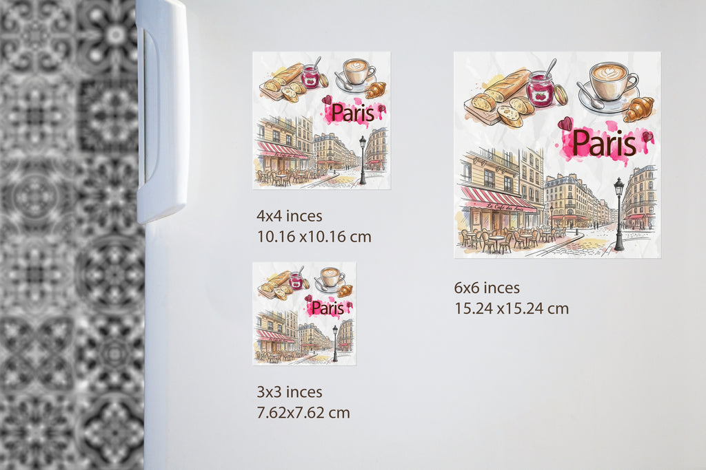 Paris Watercolor Sketch: Café des Amis & Baguettes - Fridge Magnet