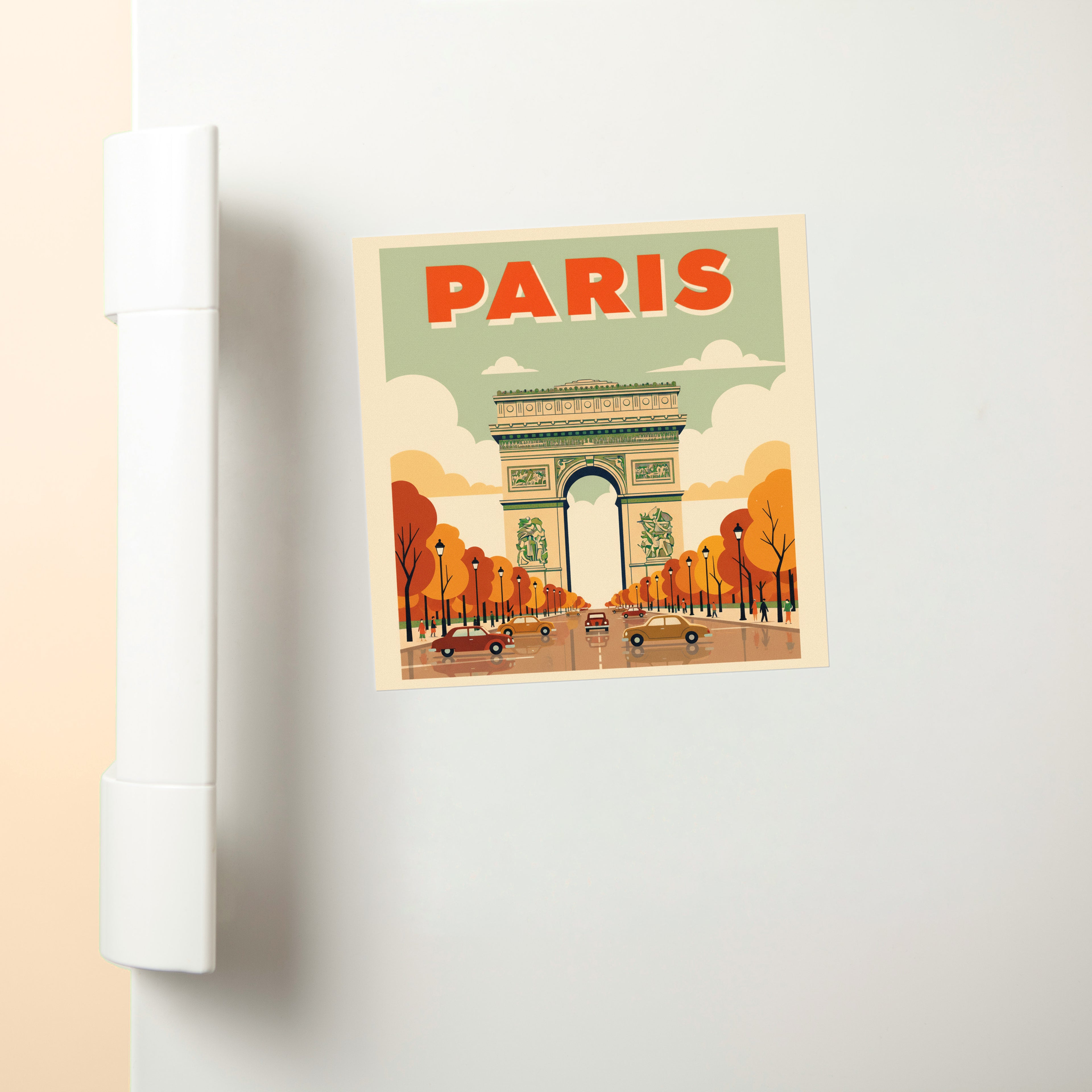 Paris Retro Poster Arc de Triomphe Fridge Magnet