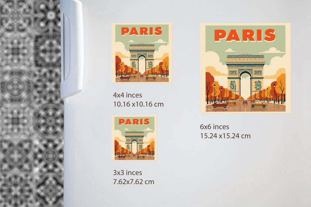 Paris Retro Poster Arc de Triomphe Fridge Magnet