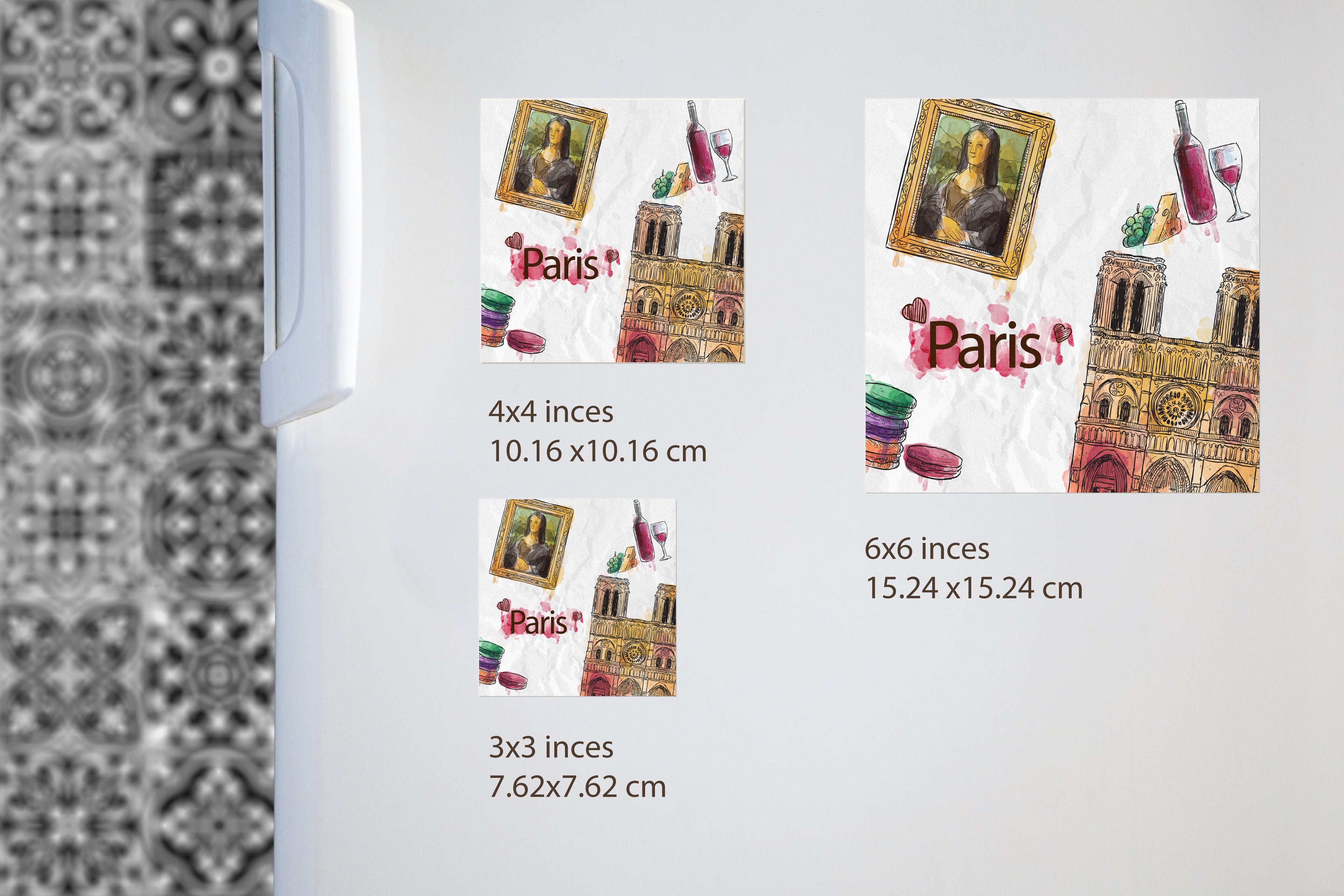 Paris Watercolor Sketch: Notre-Dame & Mona Lisa - Fridge Magnet