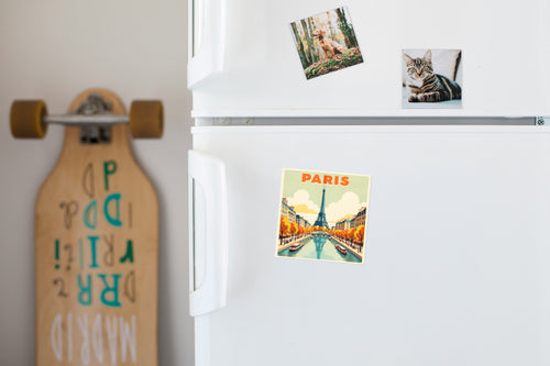 Paris Retro Poster: Eiffel Tower - Fridge Magnet