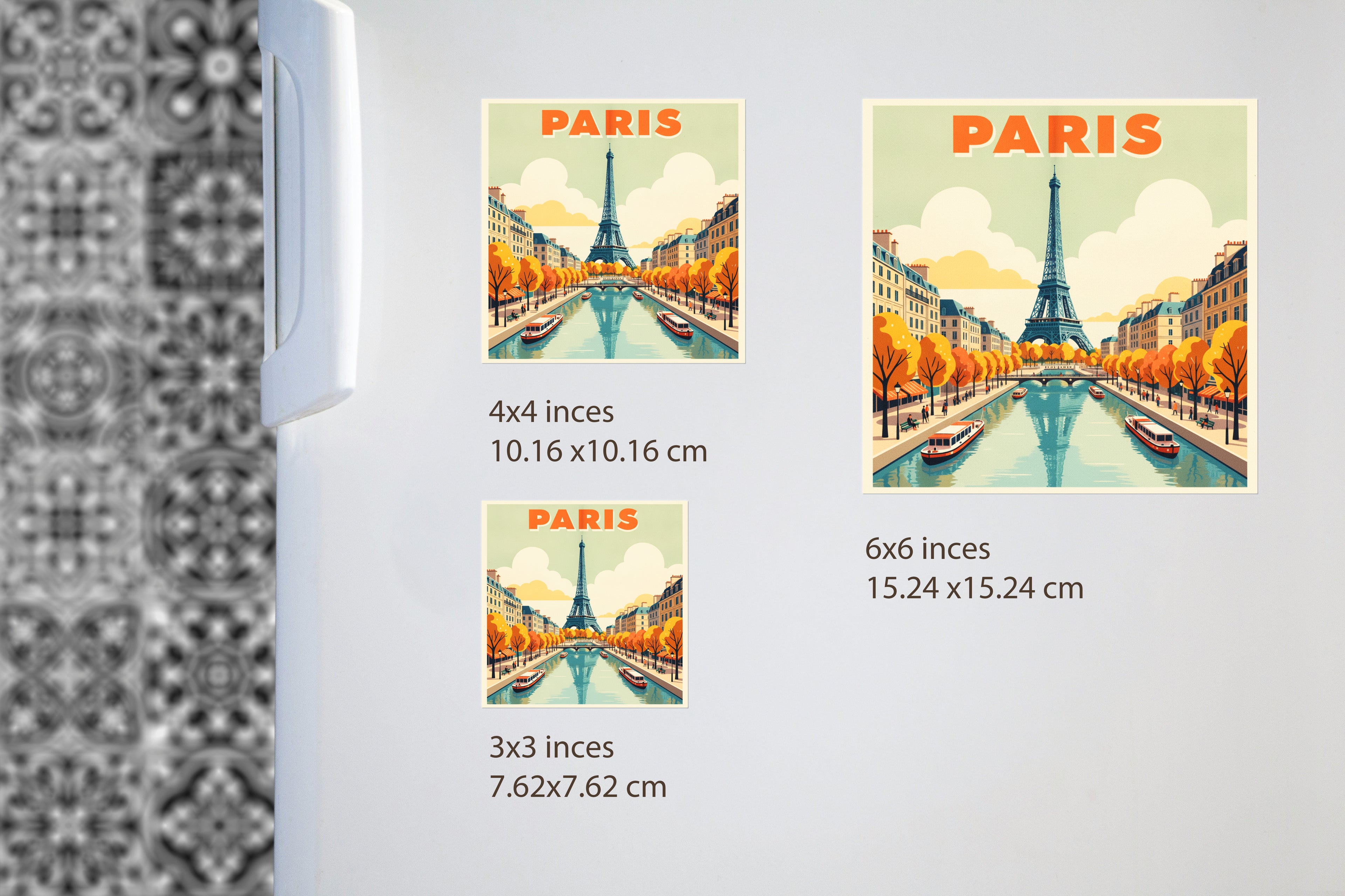 Paris Retro Poster: Eiffel Tower - Fridge Magnet
