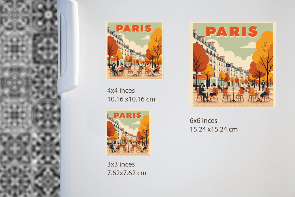 Paris Retro Poster: Autumn Cafe - Fridge Magnet