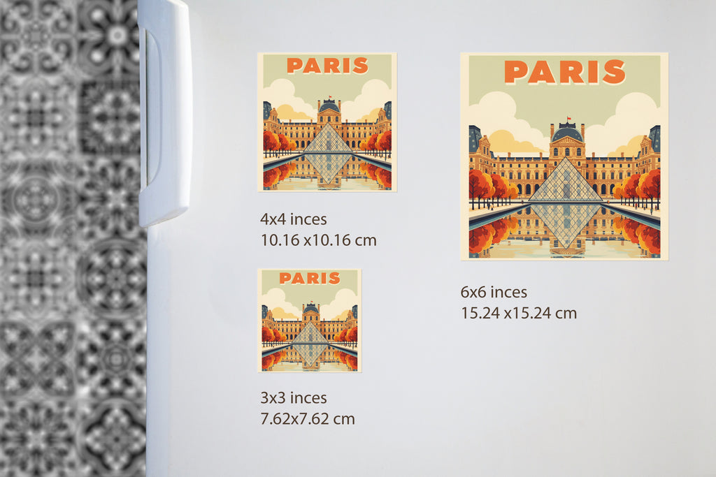 Paris Retro Poster: La Louvre - Fridge Magnet