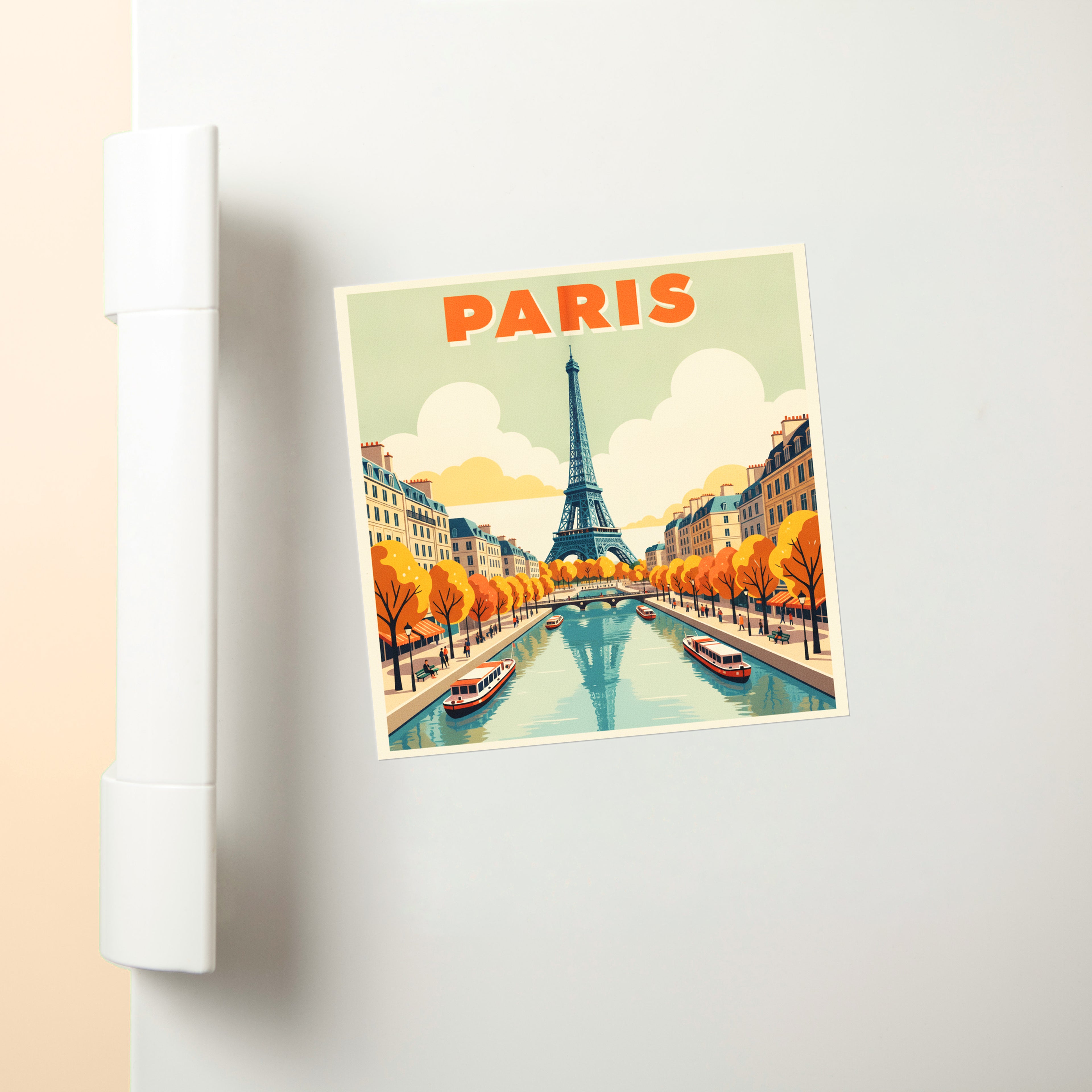 Paris Retro Poster: Eiffel Tower - Fridge Magnet