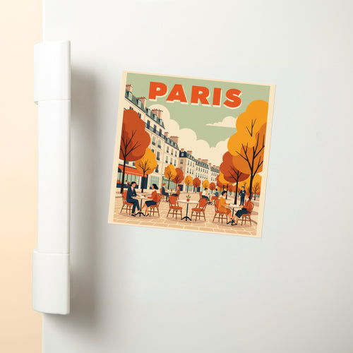 Paris Retro Poster: Autumn Cafe - Fridge Magnet